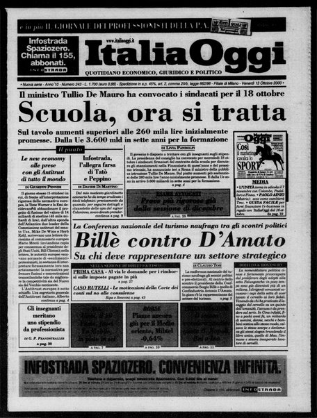 Italia oggi : quotidiano di economia finanza e politica